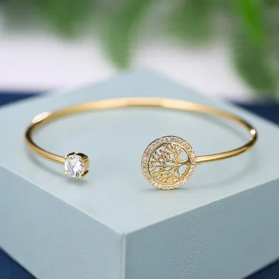 Women Fashion Tree Shaped Rhinestone Decorative Bracelet