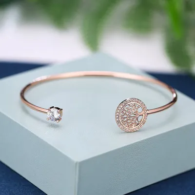 Women Fashion Tree Shaped Rhinestone Decorative Bracelet