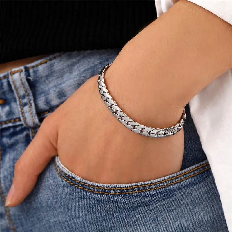 Simple Thick Chain Design Bracelet For Men Stainless Steel