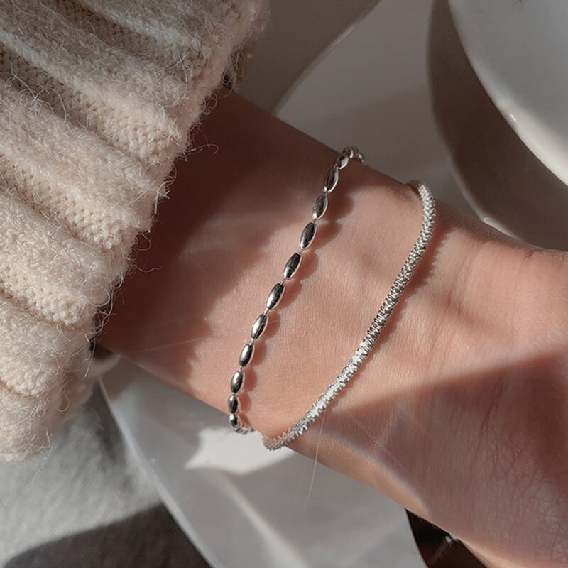 Kesslers 3-Strand Diamond Cut Bead Bolo Bracelet in Sterling