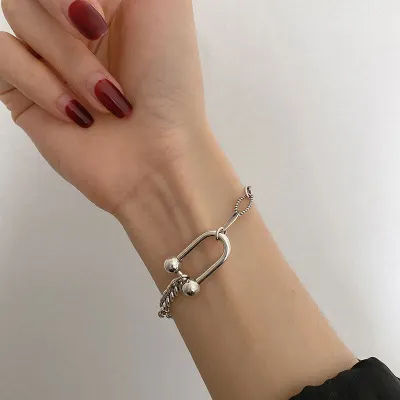 Women Fashion U Shape Design Copper Bracelet Vintage Geometric