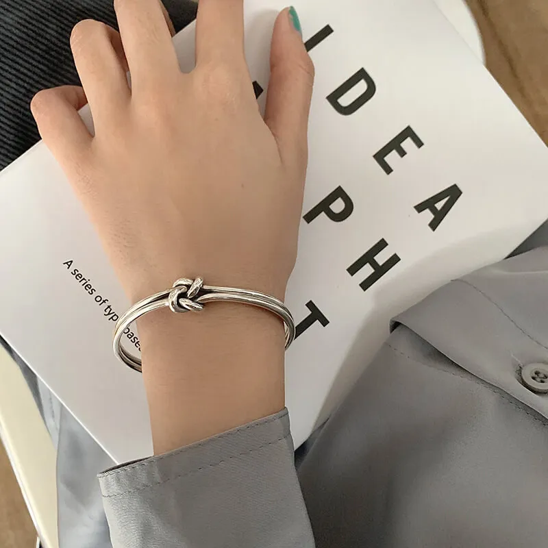 Women Retro Cross Design 925 Silver Bracelet