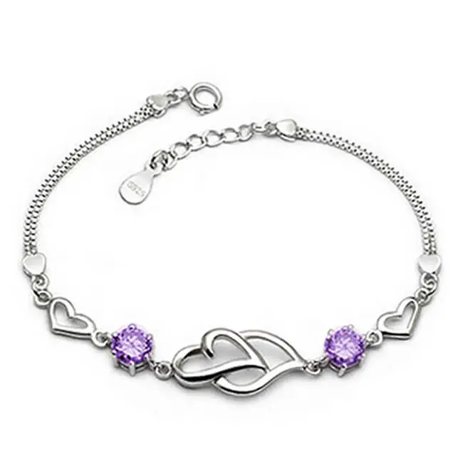 Women Fashion Heart Shape Rhinestone Bracelet