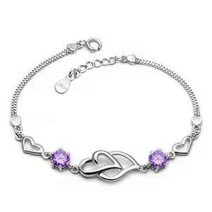 Women Fashion Heart Shape Rhinestone Bracelet