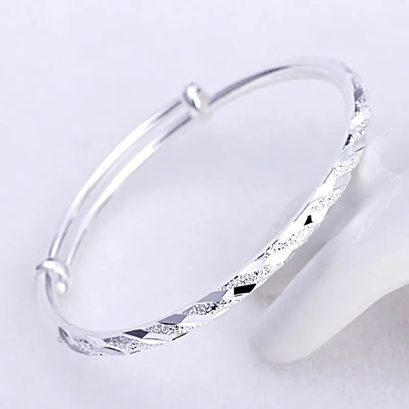 Women Fashion Adjustable Silver Bangle