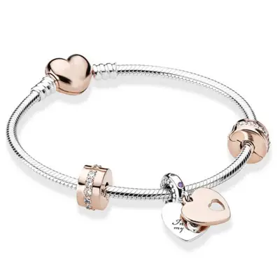 Women Delicate Heart Shaped Pendant Charm Bracelet