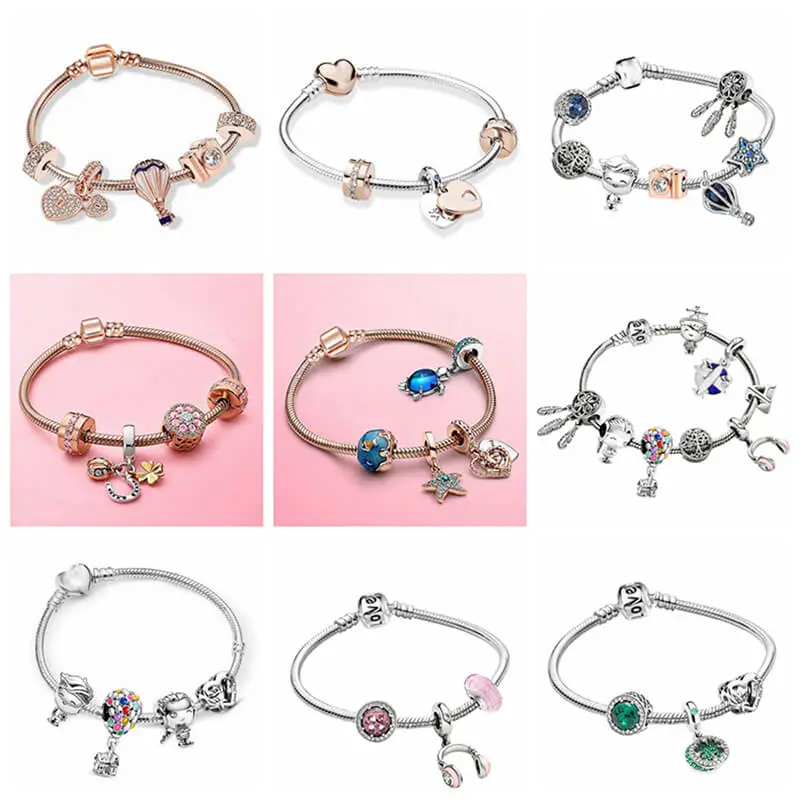 Women Delicate Heart Shaped Pendant Charm Bracelet