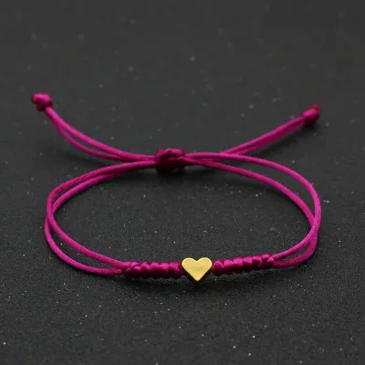 Simple Heart Shape Decorate Adjustable Knit Bracelet
