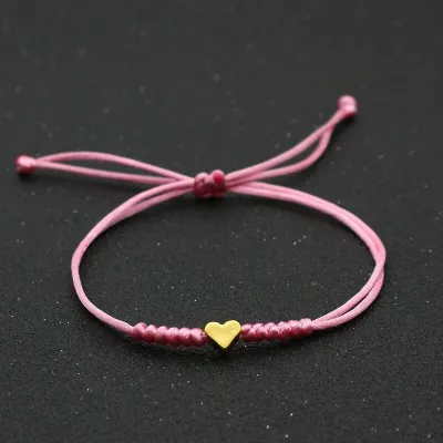 Simple Heart Shape Decorate Adjustable Knit Bracelet