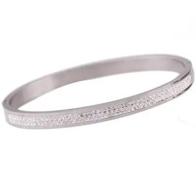 Women Fashion Rhinestone Decorate Stainless Steel Bracelet