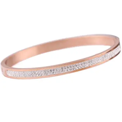 Women Fashion Rhinestone Decorate Stainless Steel Bracelet