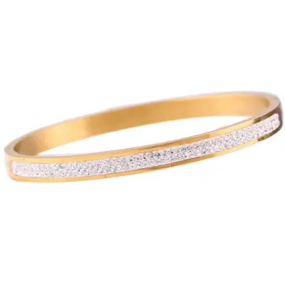 Women Fashion Rhinestone Decorate Stainless Steel Bracelet