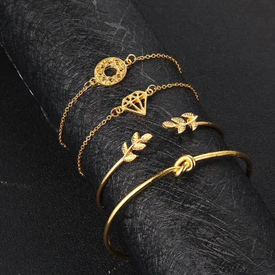4pcs/set Women Fashion Geometry Design Bracelet Set
