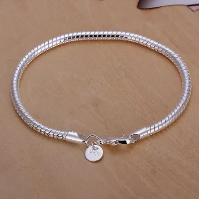 Women Fashion Snake Bone Design Copper 925 Silver Bracelet