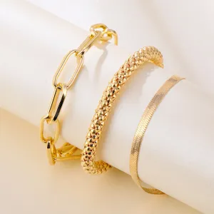 3pcs/set Women Fashion Geometric Design Alloy Bracelet Set