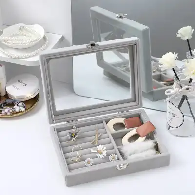 Simple Dust Proof Suede Jewelry Storage Box 20*15*5cm