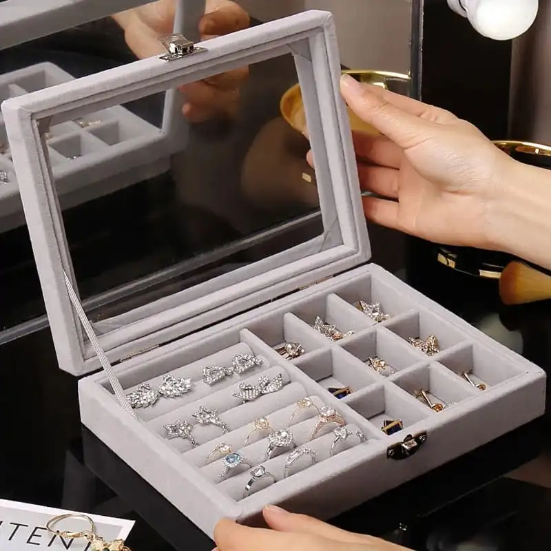 Simple Dust Proof Suede Jewelry Storage Box 20*15*5cm