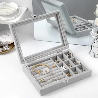Simple Dust Proof Suede Jewelry Storage Box 20*15*5cm