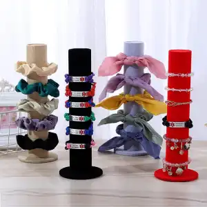 Simple Column Shaped PVC Flannel Bracelet And Hair Band Display Rack