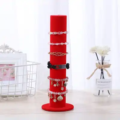 Simple Column Shaped PVC Flannel Bracelet And Hair Band Display Rack