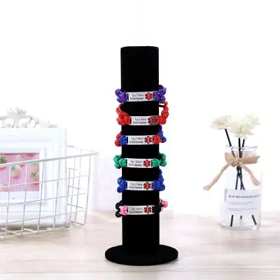 Simple Column Shaped PVC Flannel Bracelet And Hair Band Display Rack