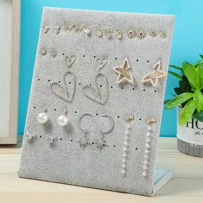 Solid Color Earrings Display Storage Rack L Shape Wood Flannel