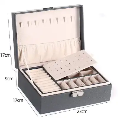 Simple Multifunction Solid Color Leather Jewelry Storage Box