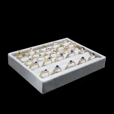 Simple Grey Wooden Jewelry Display Storage Rack Solid Color Medium