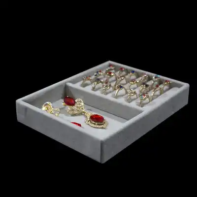 Simple Grey Wooden Jewelry Display Storage Rack Solid Color Medium