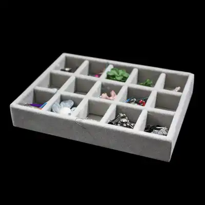Simple Grey Wooden Jewelry Display Storage Rack Solid Color Medium