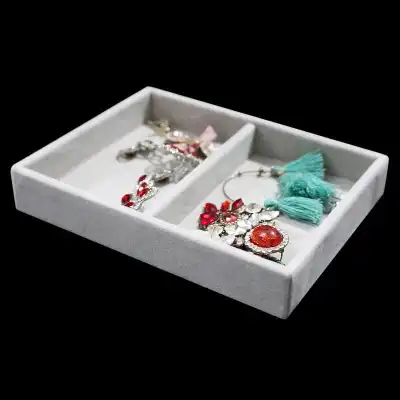 Simple Grey Wooden Jewelry Display Storage Rack Solid Color Medium