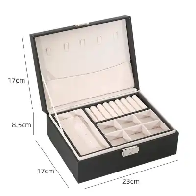 Solid Color Double-layer Jewelry Storage Box with Ear Stud Plate