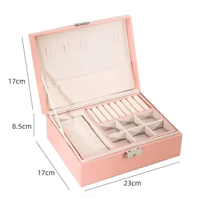 Solid Color Double-layer Jewelry Storage Box with Ear Stud Plate