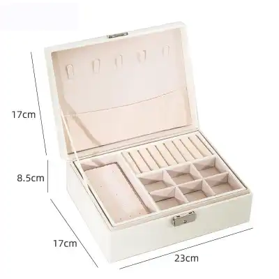 Solid Color Double-layer Jewelry Storage Box with Ear Stud Plate