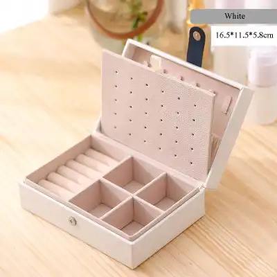 Simple Portable Jewelry Storage Box Solid Color