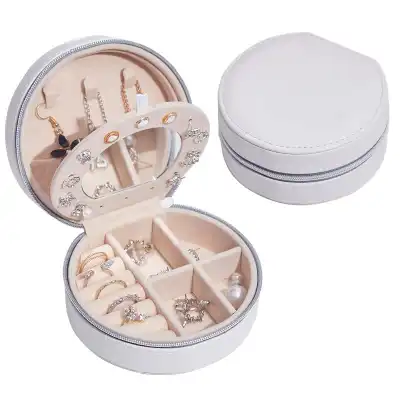 Simple Portable Round Jewelry Solid Color Storage Box