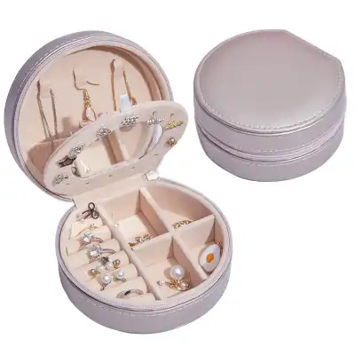 Simple Portable Round Jewelry Solid Color Storage Box