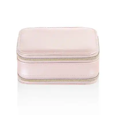Portable Zipper Design Solid Color Jewelry Box