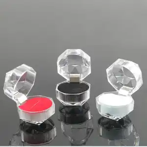 Transparent Geometry Shaped Design Plastic Ring Storage Display Box