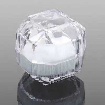 Transparent Geometry Shaped Design Plastic Ring Storage Display Box