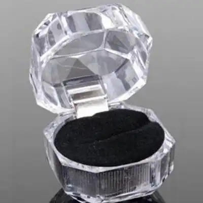 Transparent Geometry Shaped Design Plastic Ring Storage Display Box