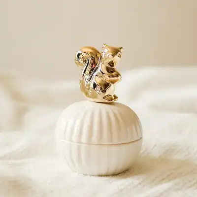 Nordic Style Animal Shaped Decorative Jewelry Storage Box with White Pottery