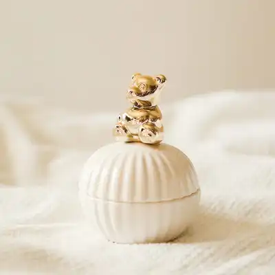 Nordic Style Animal Shaped Decorative Jewelry Storage Box with White Pottery