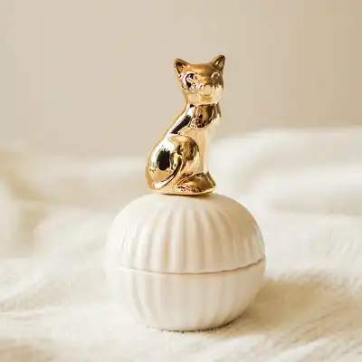 Nordic Style Animal Shaped Decorative Jewelry Storage Box with White Pottery