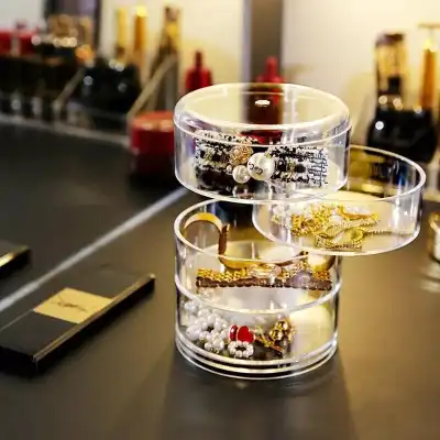 Transparent Dust Proof Desktop Jewelry Storage Box With Cover