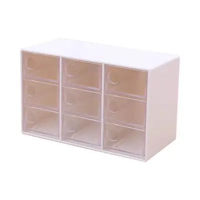 9 Slots Multifunctional Jewelry Storage Box With Divisions PP Plastic Korean Style Solid Color For Jewelry Cosmetics Medicine