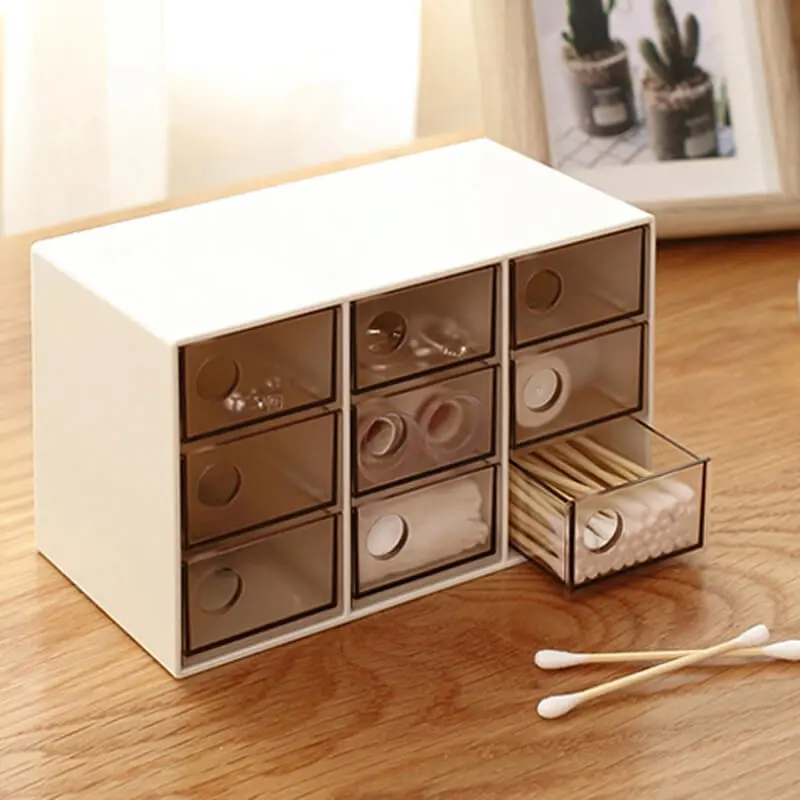 9 Slots Multifunctional Jewelry Storage Box With Divisions PP Plastic Korean Style Solid Color For Jewelry Cosmetics Medicine