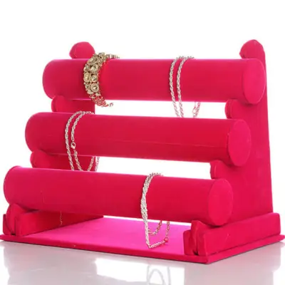 Three-Layer Flannel Cylinder Desktop Jewelry Storage Tray