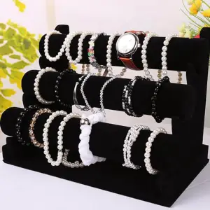 Three-Layer Flannel Cylinder Desktop Jewelry Storage Tray