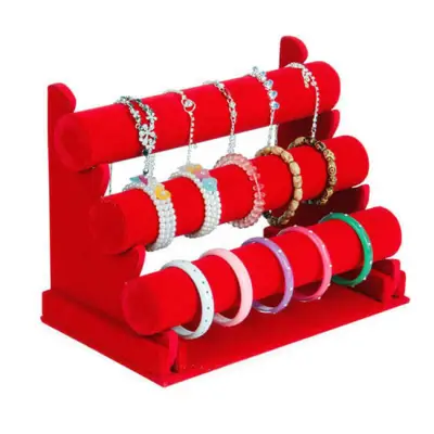 Three-Layer Flannel Cylinder Desktop Jewelry Storage Tray